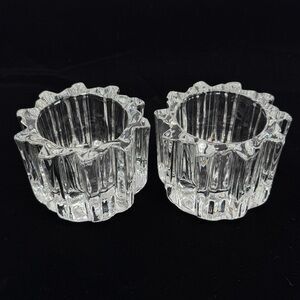 Sunburst 80’s VTG Reversible Taper Votive Candle Holders Set 2 Clear Glass Round